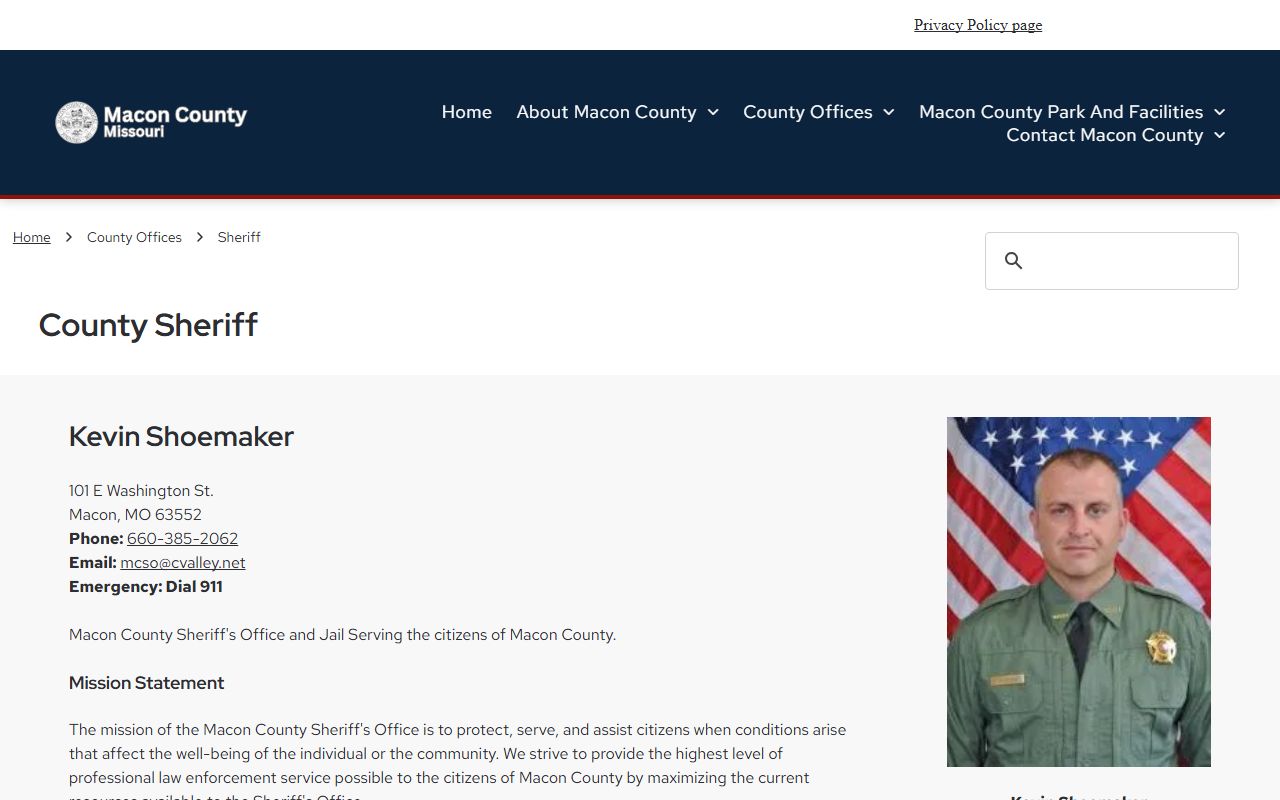 Macon County Sheriff's Office and Jail inmate lookup sheriff page